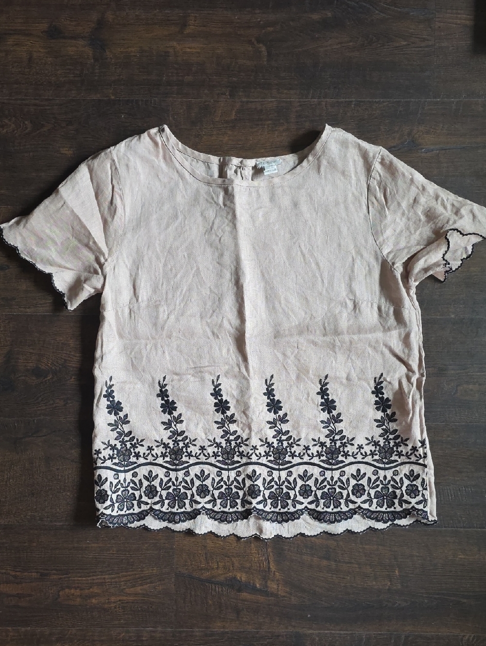 J. Crew Light Pink Embroidered Short Sleeve Women’s Top